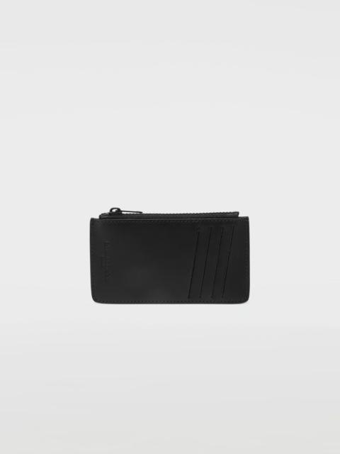 Logo tab reflective leather wallet