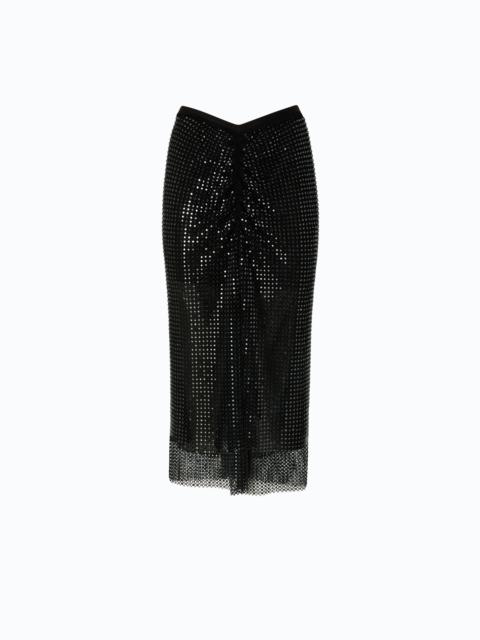 PINKO MESH-EFFECT CALF-LENGTH SKIRT WITH RHINESTONES