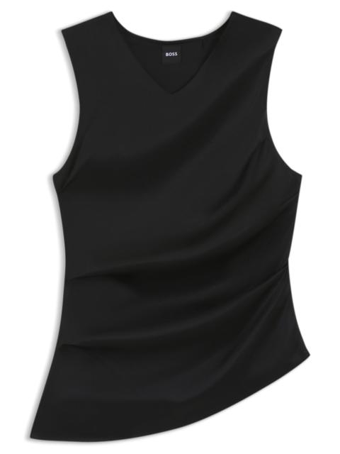 BOSS ASYMMETRIC-HEM TOP WITH STRETCH-SILK FRONT