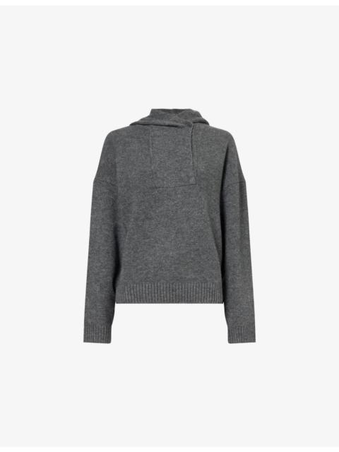 Theory Button-Up Relaxed-Fit Wool-Blend Hoody