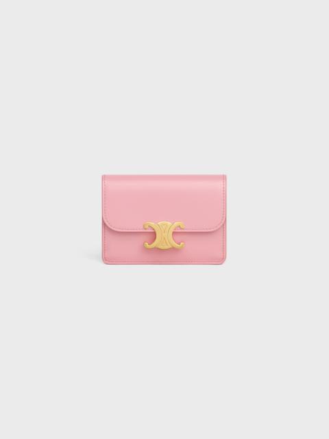 CELINE CARD HOLDER WITH FLAP TRIOMPHE in Shiny calfskin