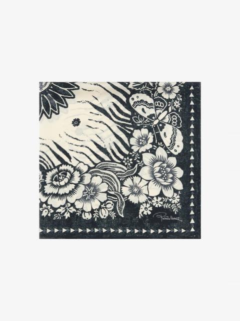 Roberto Cavalli Scarf with Zebra Pattern and Mirror Snake Monogram
