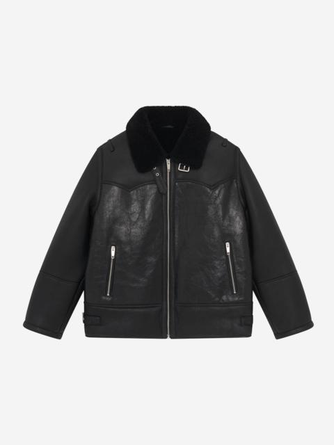 The Kooples SHORT BLACK SHERPA FLEECE WITH SHERPA COLLAR