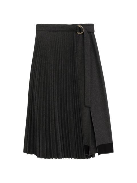 belted pleated midi skirt