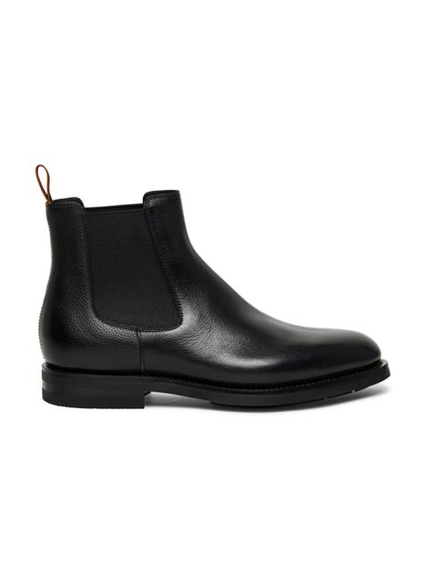 Santoni Men’s polished black leather Chelsea boot