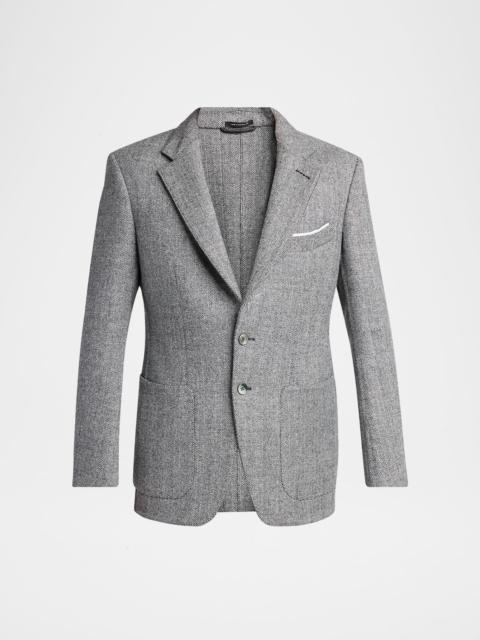 TOM FORD Men's Sharkskin Herringbone Double Splittable Jacket