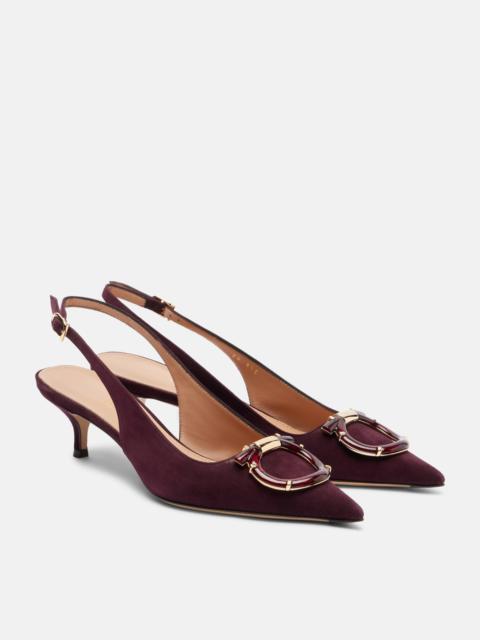 FERRAGAMO Sara 40 Gancini suede slingback pumps