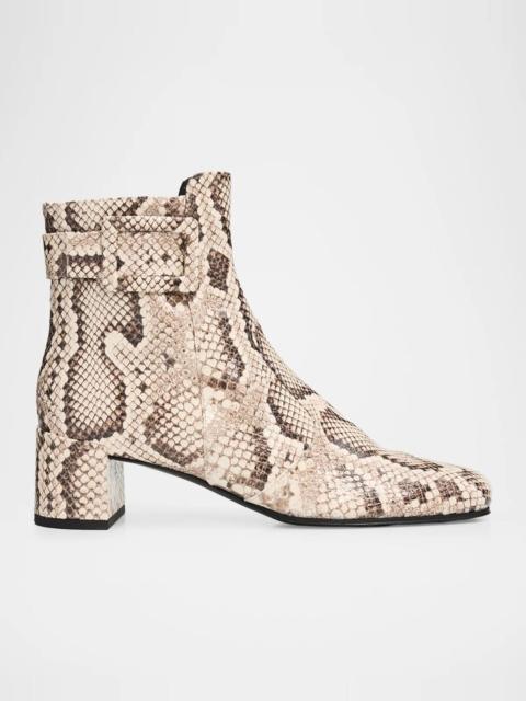 Roger Vivier 45mm Tres Vivier Snake-Printed Leather Ankle Boots