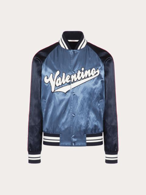 VISCOSE AND COTTON BOMBER JACKET WITH EMBROIDERED VALENTINO PATCH