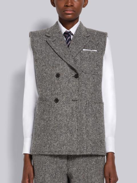 Thom Browne Donegal Wool Sleeveless Double Breasted Sack Sport Coat