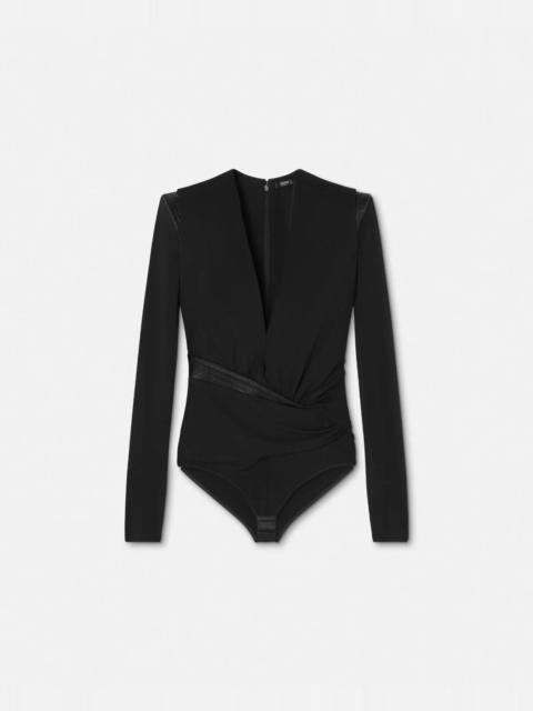 VERSACE Deep V-Neck Crêpe Bodysuit