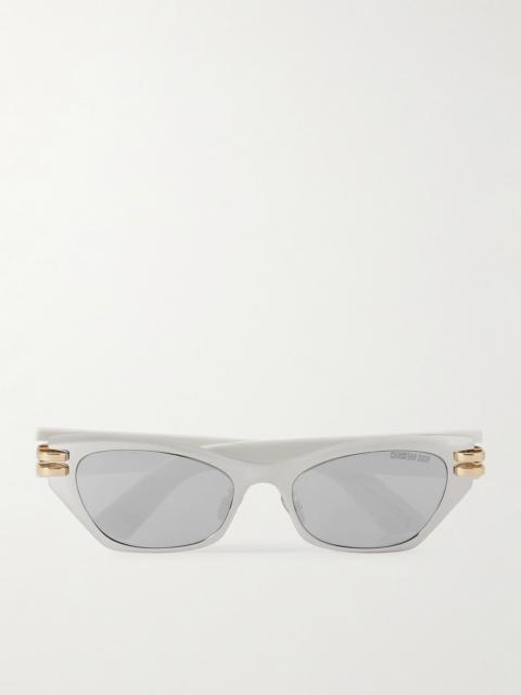 Dior CDior B3U cat-eye silver-tone and acetate sunglasses Silver