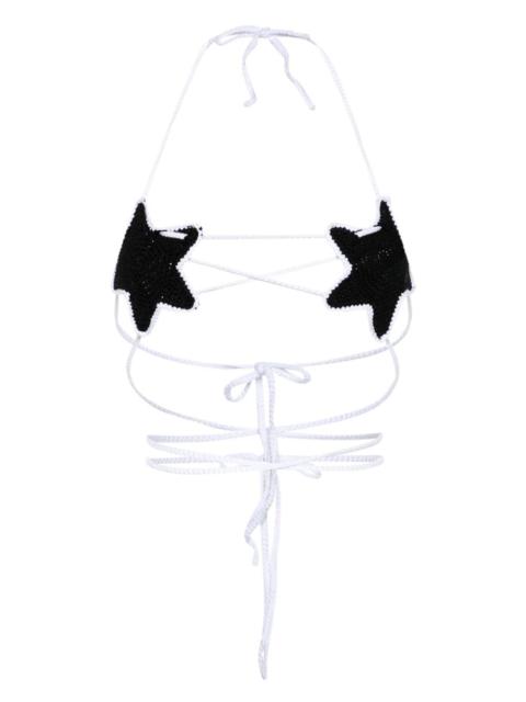 GCDS star-patch crochet bikini top