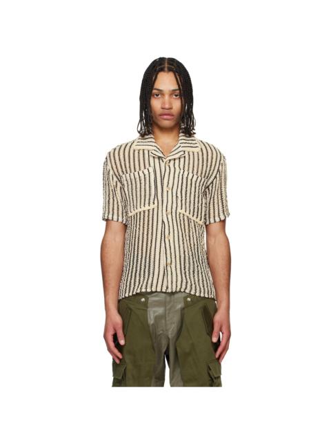 Andersson Bell Off-White & Black Sheer Stripe Knit Shirt