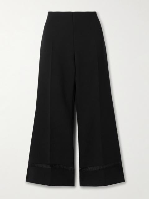 KHAITE Wallace Organza-trimmed Crepe Wide-leg Pants