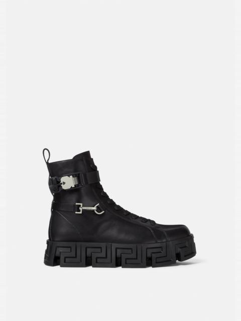 VERSACE Greca Labyrinth Leather Boots