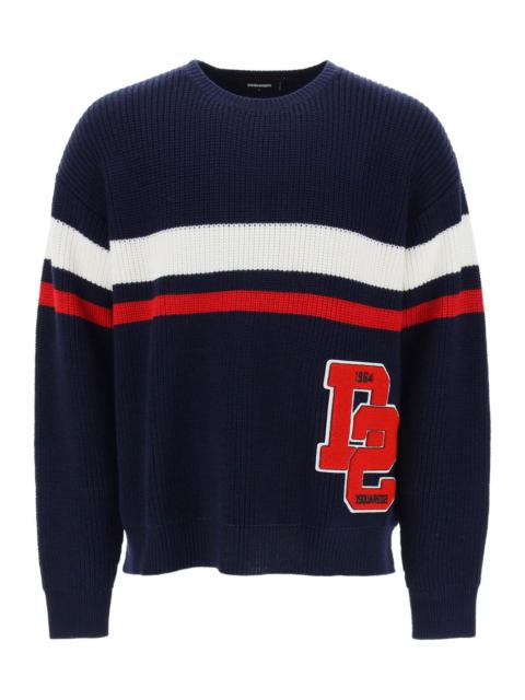 WOOL SWEATER WITH VARSITY PATCH