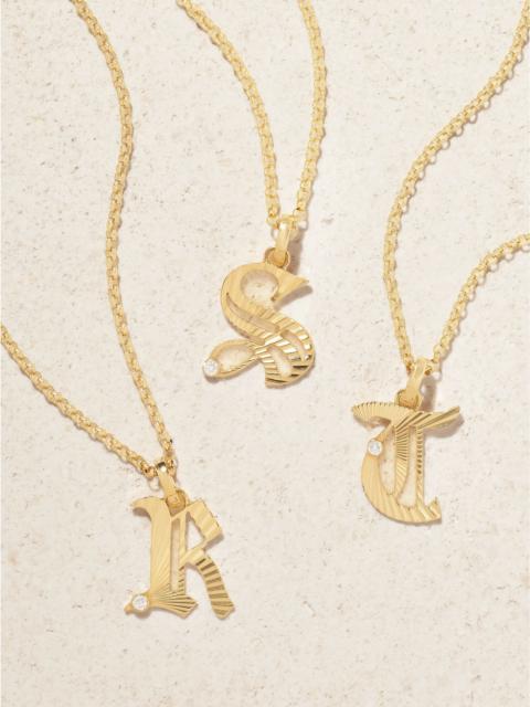 FOUNDRAE Initials & Numbers medium 18-karat gold diamond pendant Gold