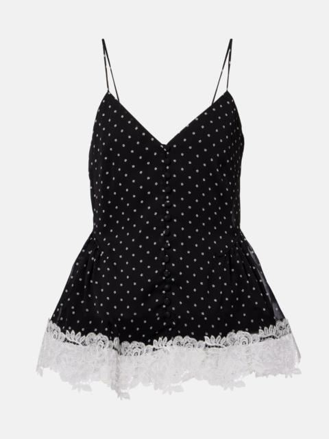 ROTATE Lace-trimmed polka-dot camisole
