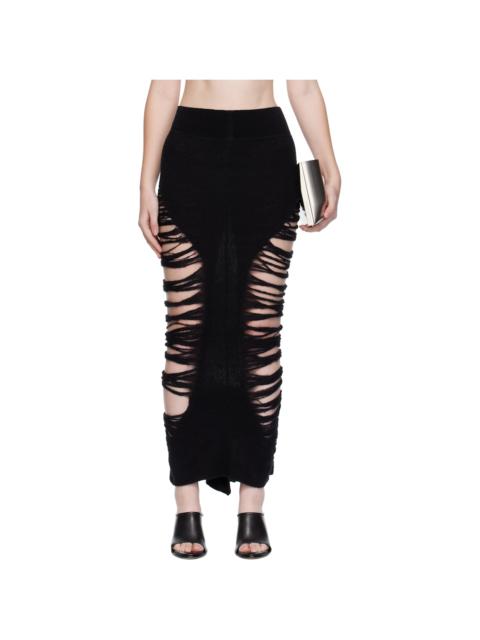 Rick Owens Black Concordians Calf Dauphine Midi Skirt