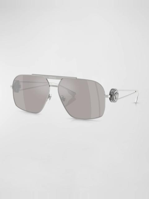 Medusa Medallion Steel Aviator Sunglasses