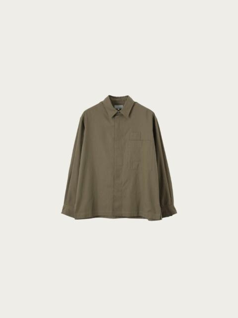 MARGARET HOWELL Two Pocket Shirt - Dark Khaki Yarn Dyed Cotton Twill