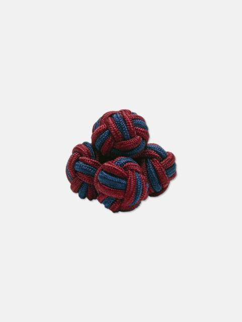 J. PRESS BURGUNDY & BLUE MONKEY'S FIST SILK KNOT CUFFLINKS