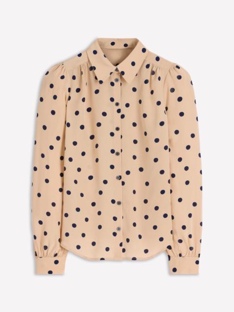 BODEN Sara Silk Shirt-Sand, Painted Dot Spaced