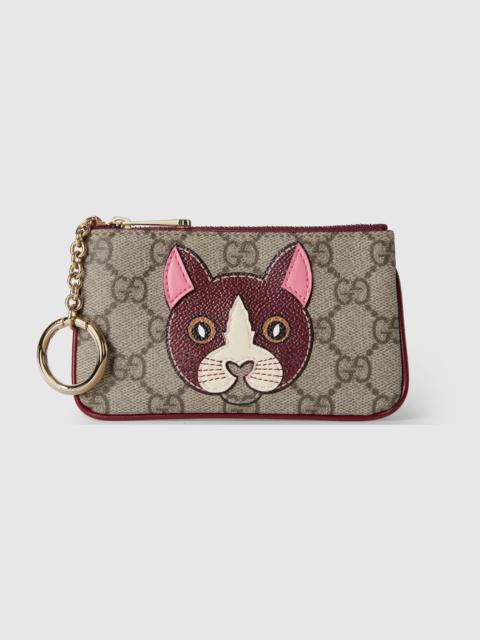 GUCCI GG key case with cat detail