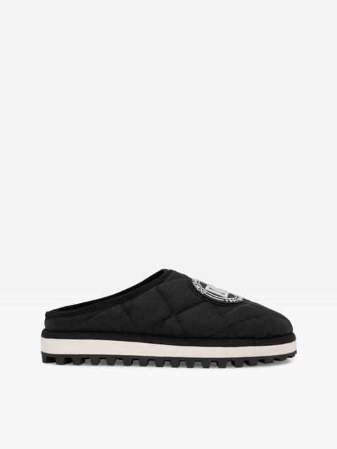 Padded quilted nylon slip-ons