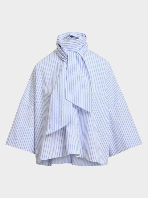 ESSENTIEL ANTWERP Kefir Tie-Neck Striped Blouse