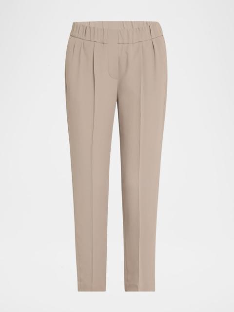 Brunello Cucinelli Straight-Leg Ankle Silk Pull-On Pants