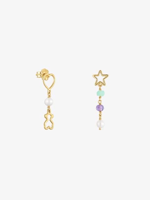 TOUS 30-mm 9kt gold Long earrings with gemstones TOUS Silueta