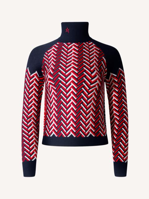 PERFECT MOMENT Chunky Chevron Merino Wool Turtleneck Sweater