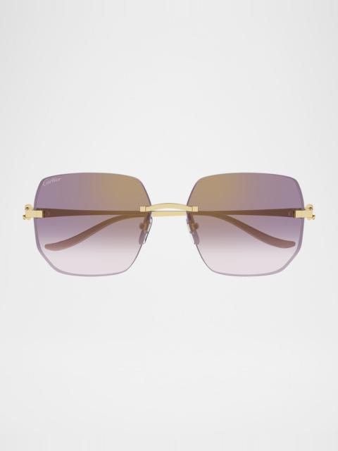 Cartier Rimless Metal Butterfly Sunglasses