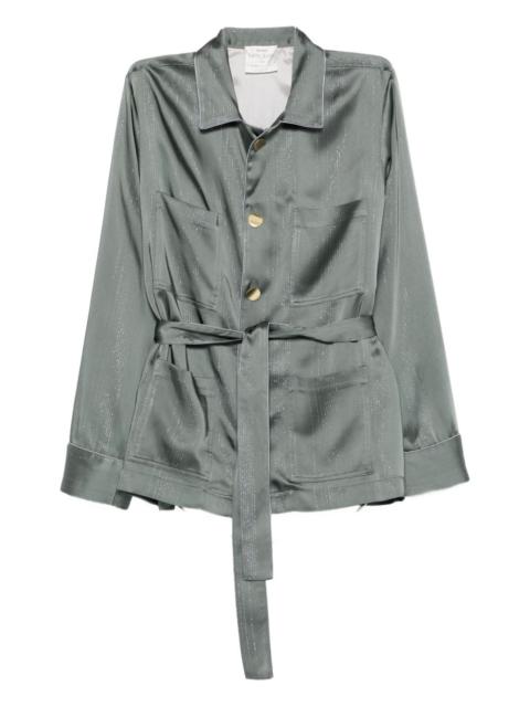 metallic-detail belted jacket