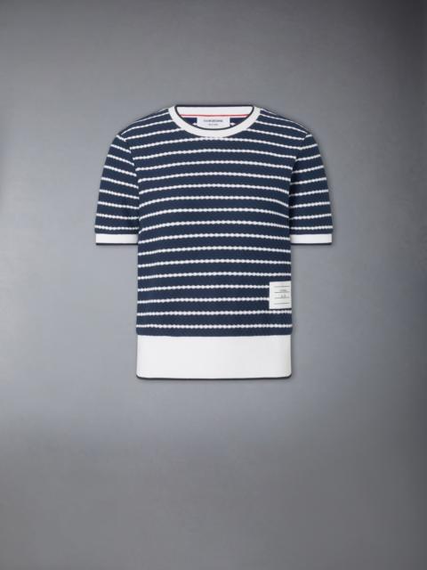 Thom Browne STRIPED HONEYCOMB RIB TEE