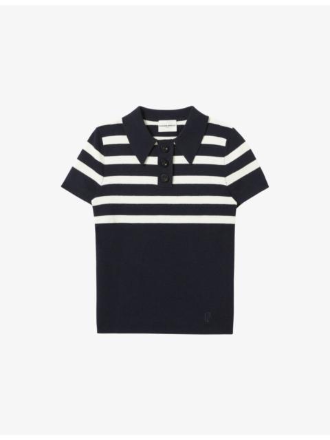 Claudie Pierlot Striped Slim-Fit Stretch-Knit Polo Shirt