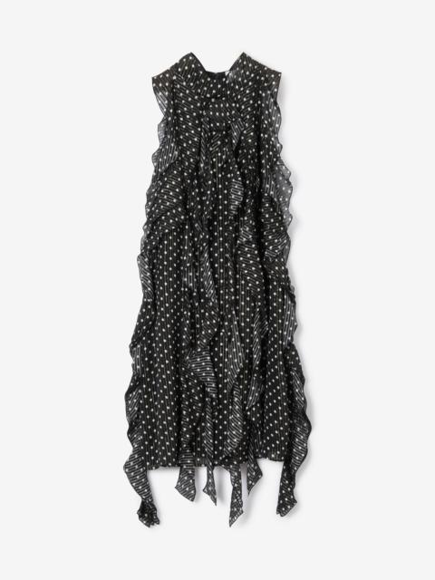 Ruffled Polka Dot Silk Chiffon Dress