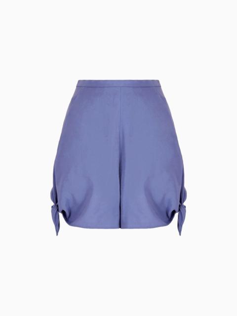 EMPORIO ARMANI Shorts with bows in a flowing, washed matte fabric
