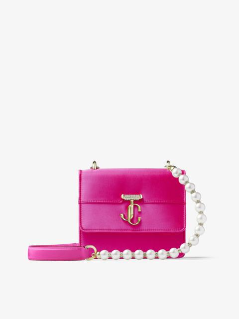 JIMMY CHOO Varenne Quad XS
Fuchsia Satin Shoulder Bag with Pearl Strap