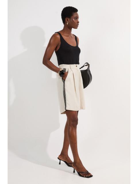 KAREN MILLEN Viscose Linen Lace Trim Insert Woven Short