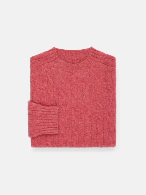 J. PRESS MADE-IN-SCOTLAND PINK SHAGGY DOG CABLE KNIT SWEATER - CLASSIC FIT