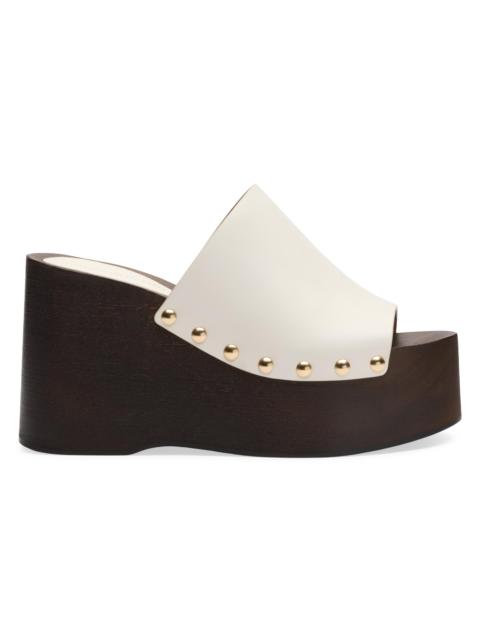 Stuart Weitzman Women's Kate 100MM Leather Clog Slide Sandals - Cream