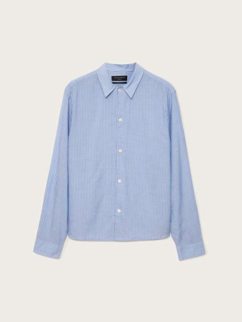 ALLSAINTS FURROW LONG SLEEVE BOXY STRIPED SHIRT