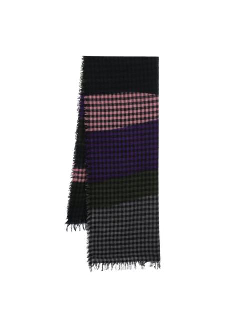 check-pattern wool-blend scarf