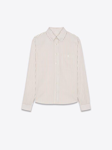 SAINT LAURENT monogram shirt in striped cotton poplin