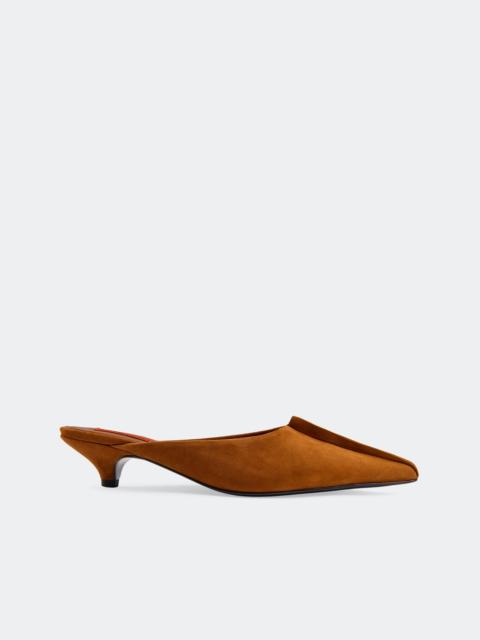 SIMONMILLER Suede Arrow Mule In Sepia Brown