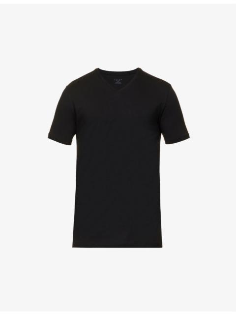FALKE Regular-fit V-neck stretch-cotton T-shirt