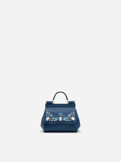 Dolce & Gabbana Dauphine calfskin Sicily mini bag with rhinestone embellishement